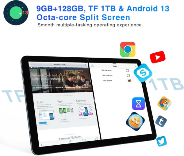 DOOGEE T10E Tablet 10.1" 4GB+128GB Android 13 Dual Stereo Speaker