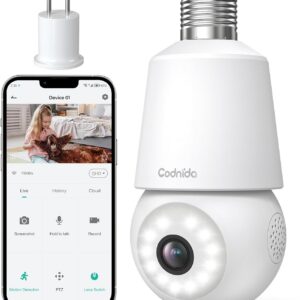 CAMERA E27 BULB CAM 2K (3MP) PTZ 340/90? LED 3W IR MIC/SPEAK WIFI