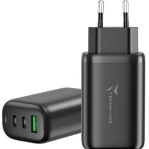 CARICA BATTERIA RAPIDO GAN 3P (2USB -C+1 USB-A) 65WATT NERO TECHMADE