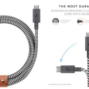 CAVO BELT PRO CON FIBBIA 2.4M-240W USB-C/USB-C- ZEBRA