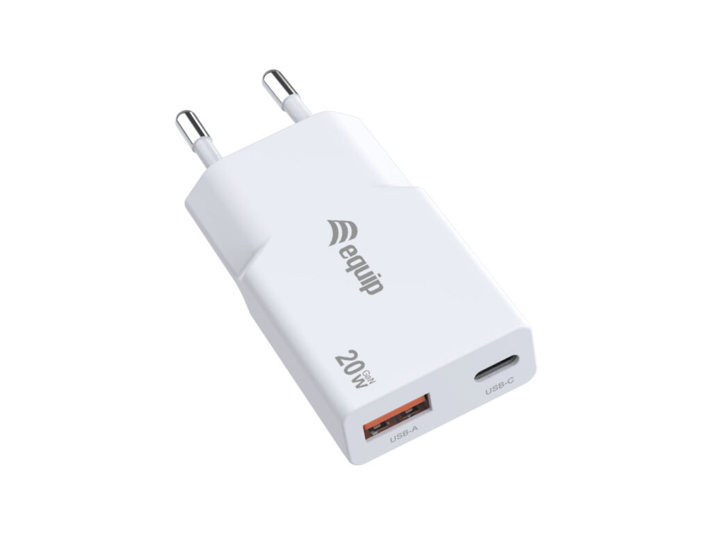 ALIMENTATORE 20W GAN 2 PORTE SLIM W 1*USB C+1*USB A QC+PD3.0