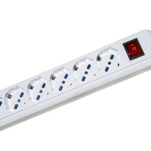 PRESA MULTIPLA LINK 6 SCHUKO CON INTERRUTTORE CAVO 1,5MT BIANCA