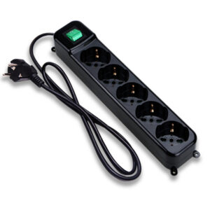 PRESA MULTIPLA TECNOWARE 5 SCHUKO INTERRUTTOR NERA TOGHETER ON